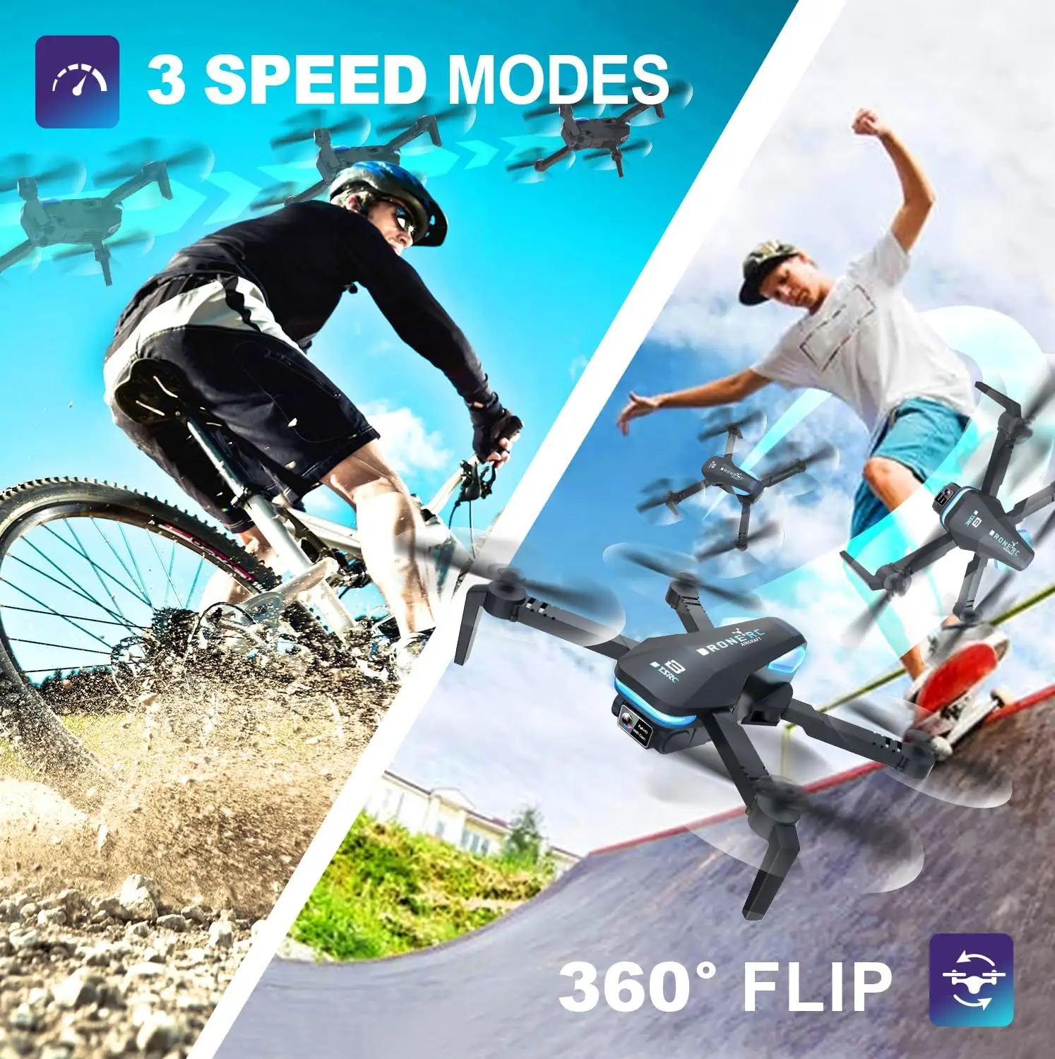 TENSSENX Drone with Camera, 1080P HD FPV Foldable RC Quadcopter with 90° Adjustable Lens - 81aujbmjigl._ac_sl1500_